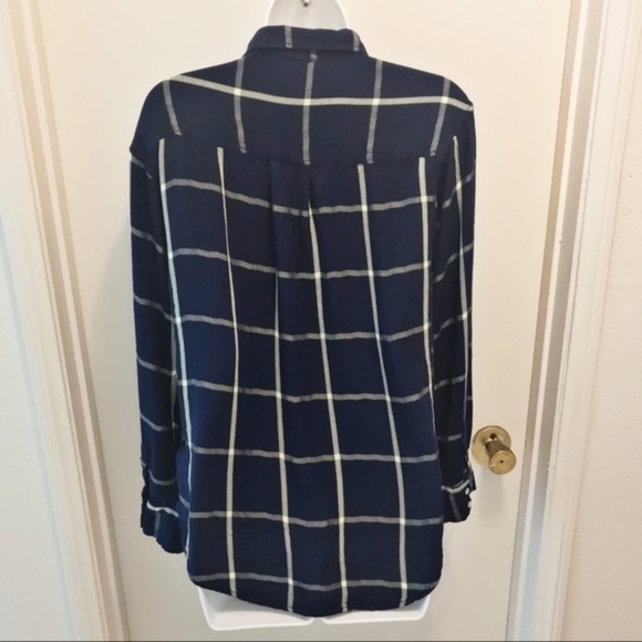STYLUS Navy Blue Plaid Button Down Shirt L - Picture 4 of 8